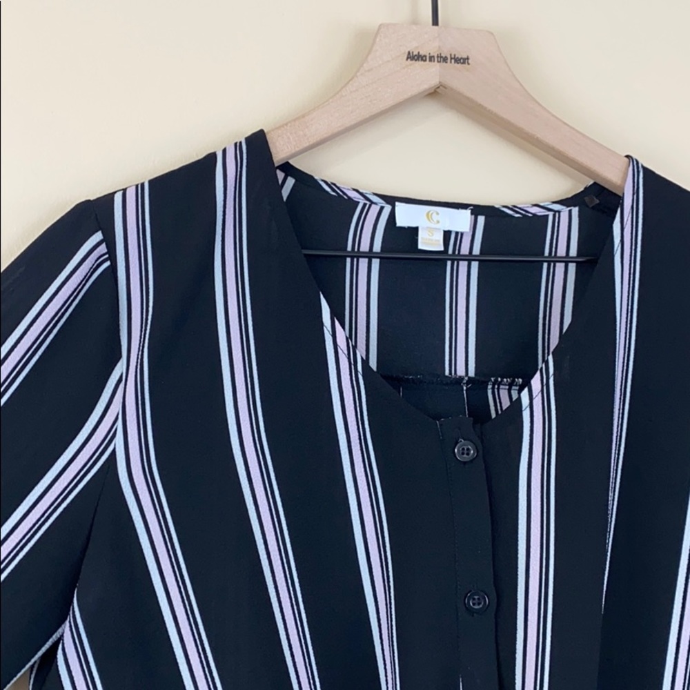 Striped tie front blouse - Picture 3 of 6